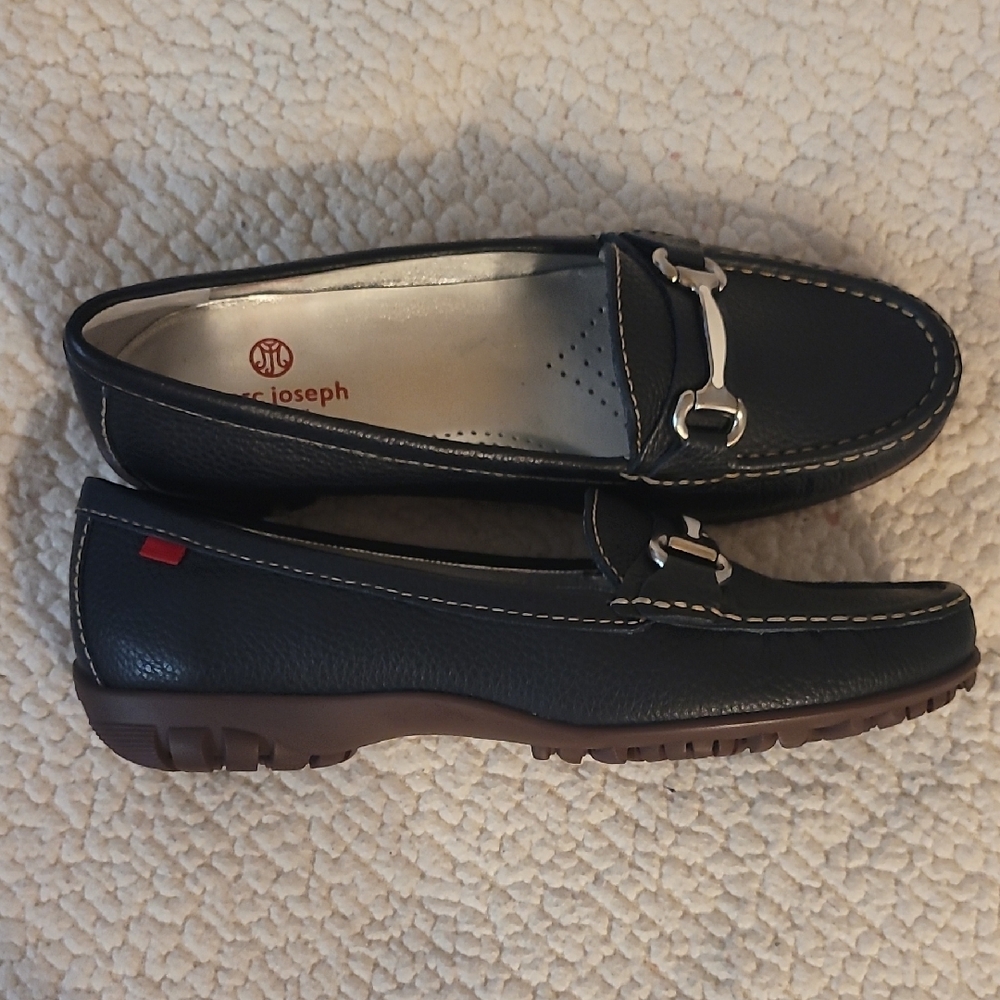 Marc Joseph Black Leather Loafers with Silver Bit Hardware-NWOT